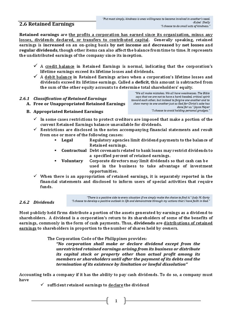 2.6. Retained Earnings PDF Retained Earnings Dividend