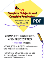 Complete Subjects and Complete Predicates