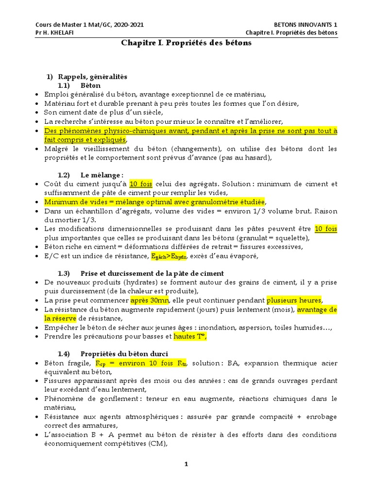 Propriétés et types de bétons innovants | PDF | Béton | Ciment