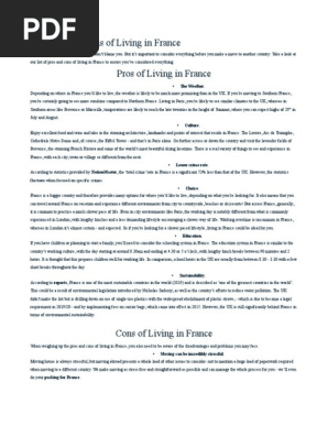 pros and cons of living in France