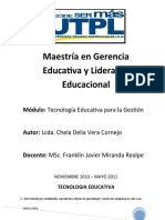 Maestría en Gerencia Educativa y Liderazgo Educacional: Módulo: Tecnología Educativa para La Gestión