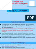 SUMMER 2020 POL 101: Session 14 (NHA) : Public Opinion