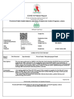 COVID-19 Patient Report: Provincial Public Health Referral Laboratory (Punjab Aids Control Program), Lahore
