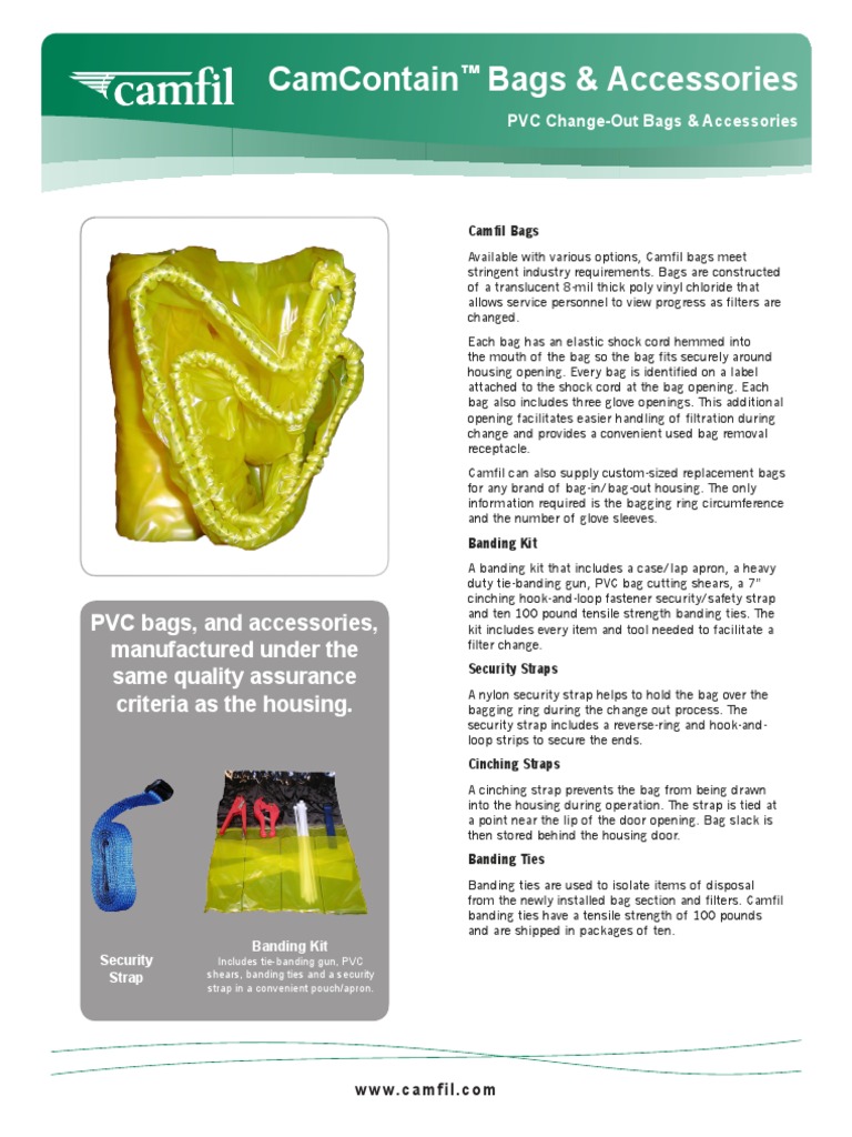 CamContain Bags and Accessories Product Sheet PDF Polyvinyl