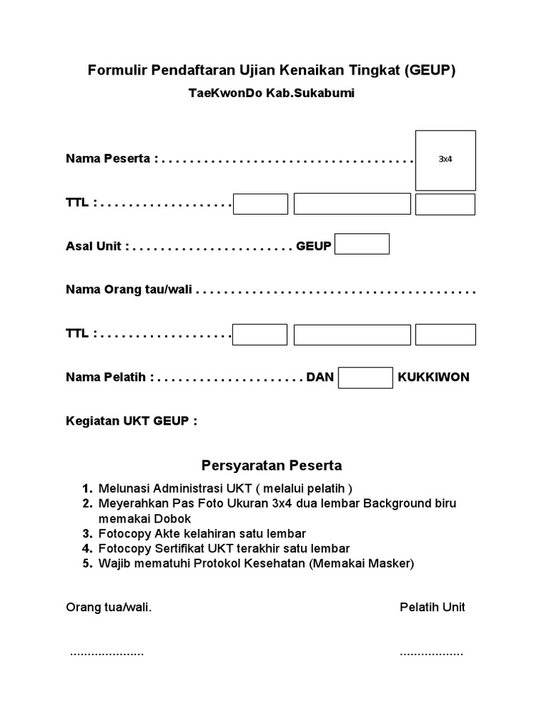 Sertifikat UKT Taekwondo GEUP | PDF | Karier & Perkembangan | Sains ...