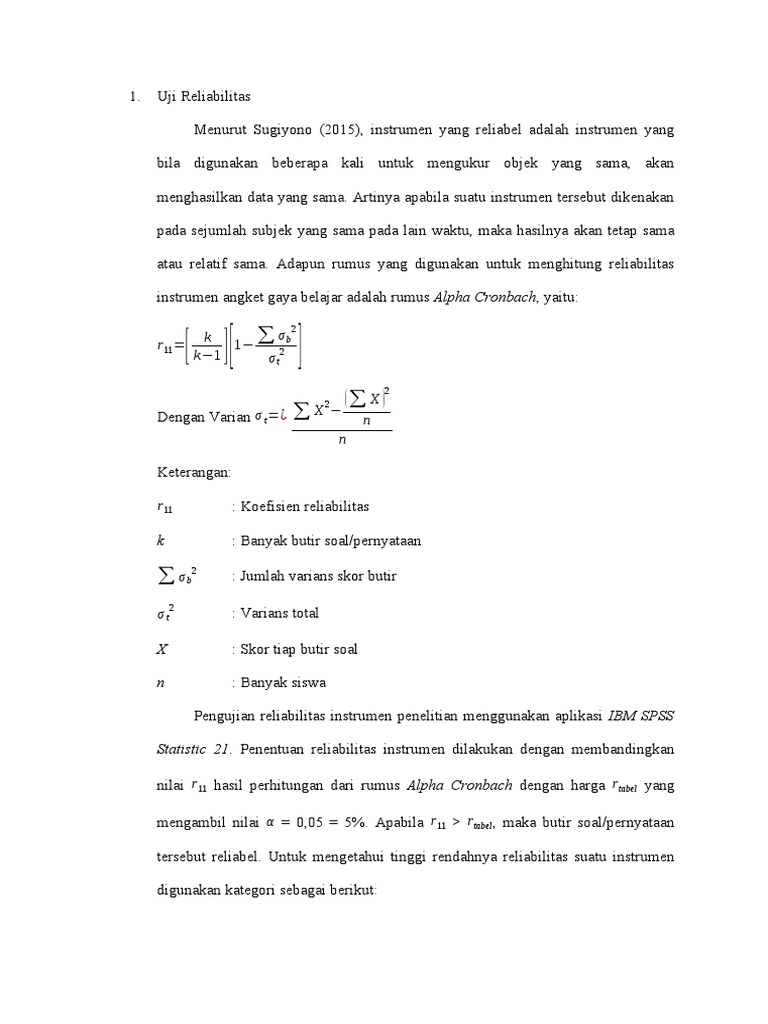 Uji Reliabilitas dan Validitas Instrumen | PDF