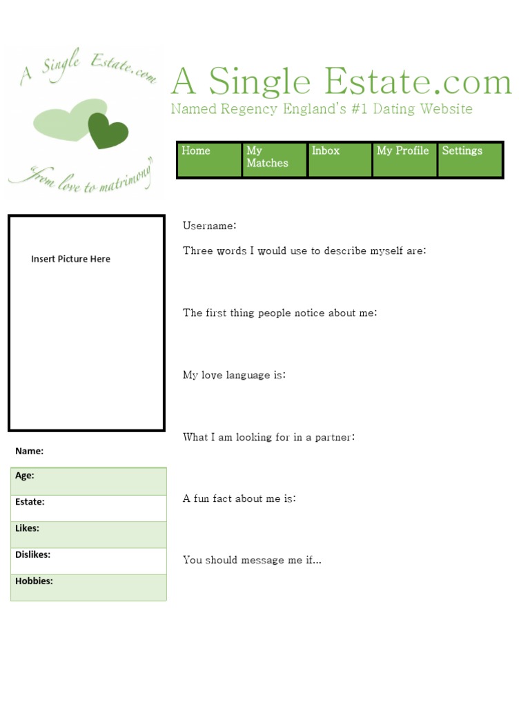 Dating Profile Template for Singles | PDF