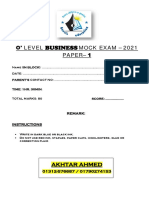 Business: O' Level Mock Exam - 2021 Paper - 1