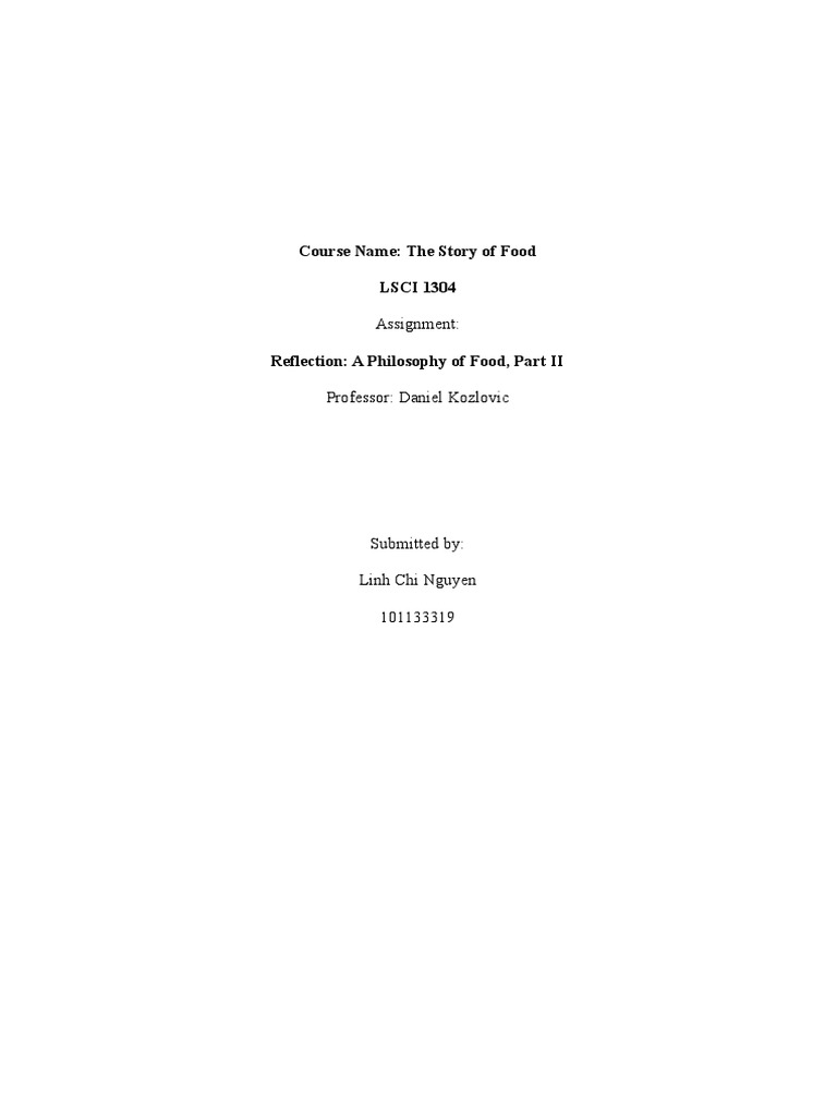 Course Name: The Story of Food LSCI 1304: Assignment | PDF | Organic ...