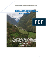 Municipalidad Distrital de Taray: Plan de Desarrollo Concertado Del Distrito de Taray 2018 - 2021 Con Prospectiva Al 2030