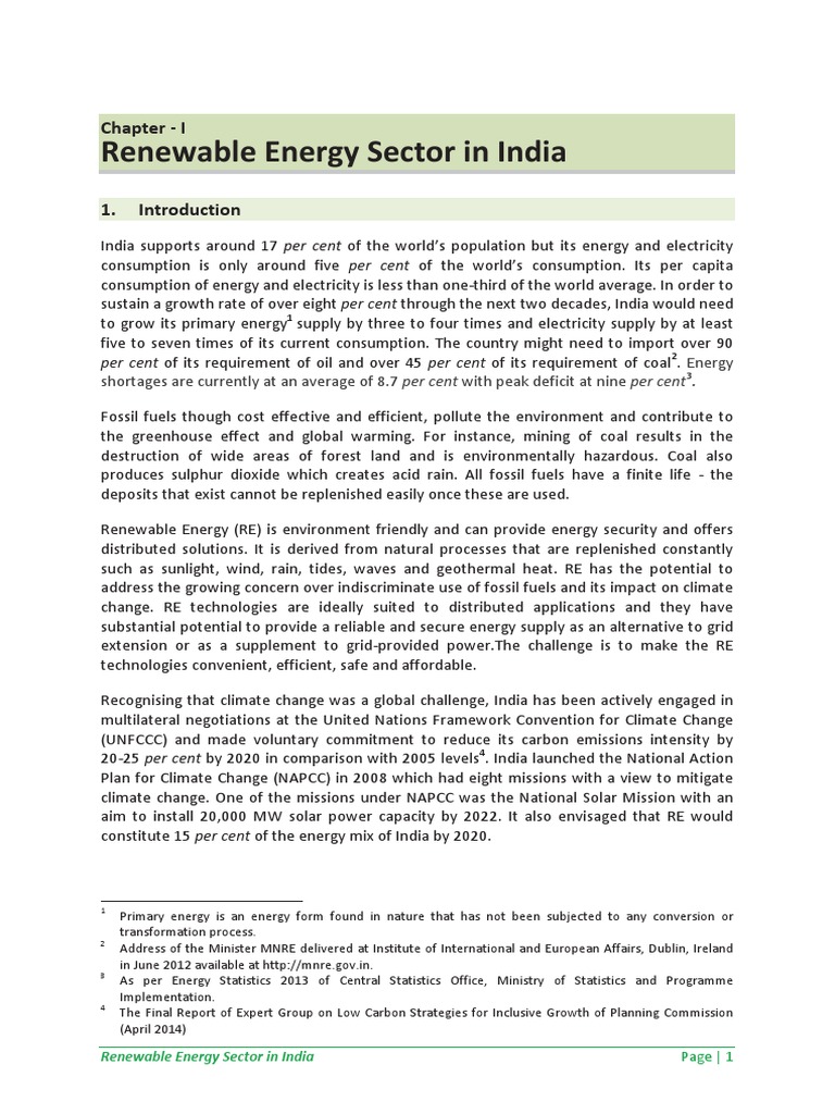 Renewable Energy Development in India | PDF | Fossil Fuels | Renewable ...