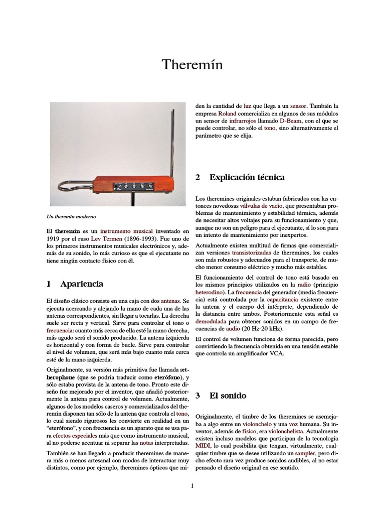 Historia Del Theremín _ Cómo funciona el Theremín Instrumento Musical ...