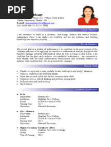 CV For Brac