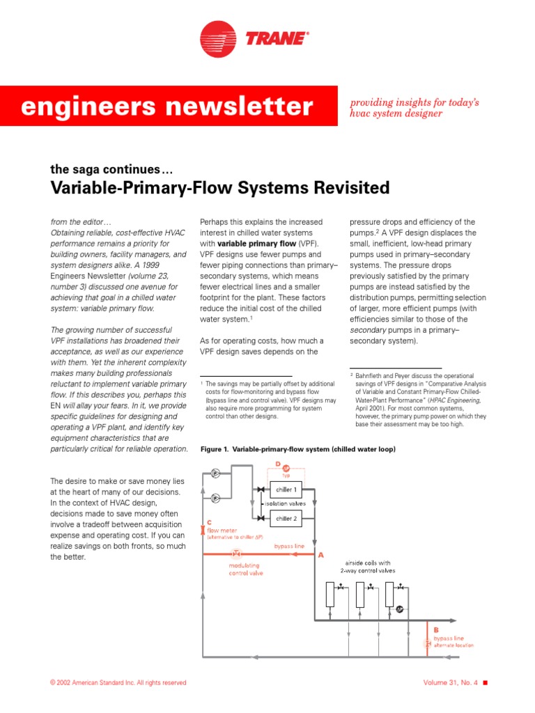 Trane Variable Primary Flow Systems Revisited | PDF | Pump | Valve