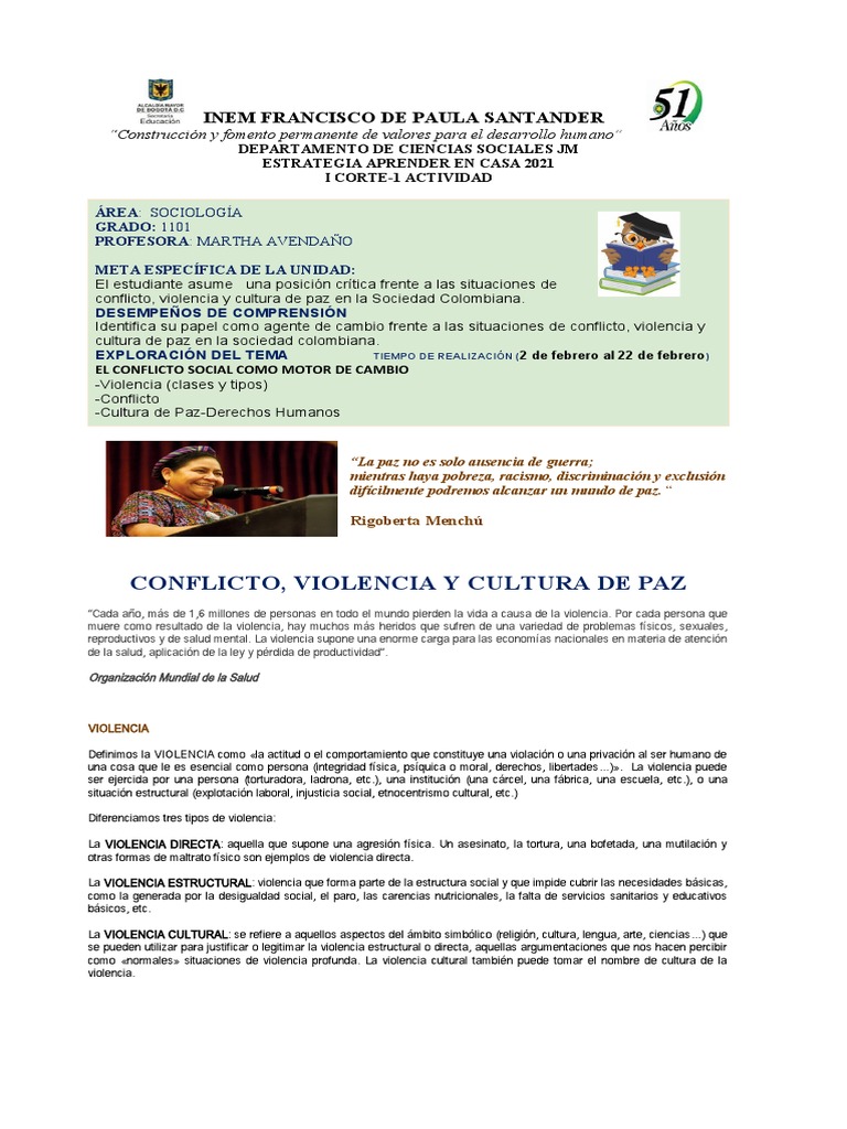 Conflicto y Cultura de Paz en Colombia | PDF | Violencia | Conflicto ...