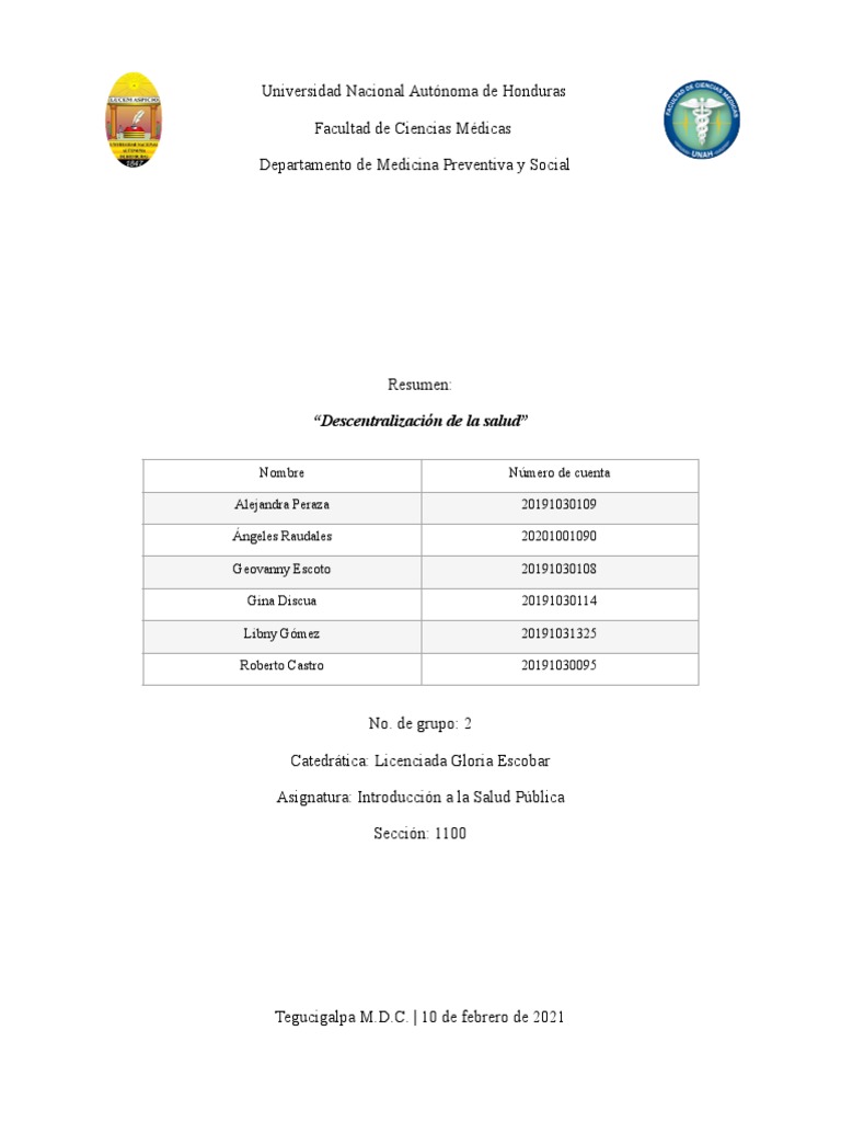 Descentralización de la Salud en Honduras | PDF | Descentralización ...