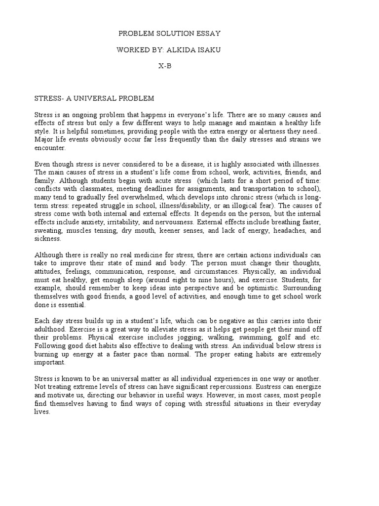 Problem Solution EssayStress, A Universal Problem PDF Stress
