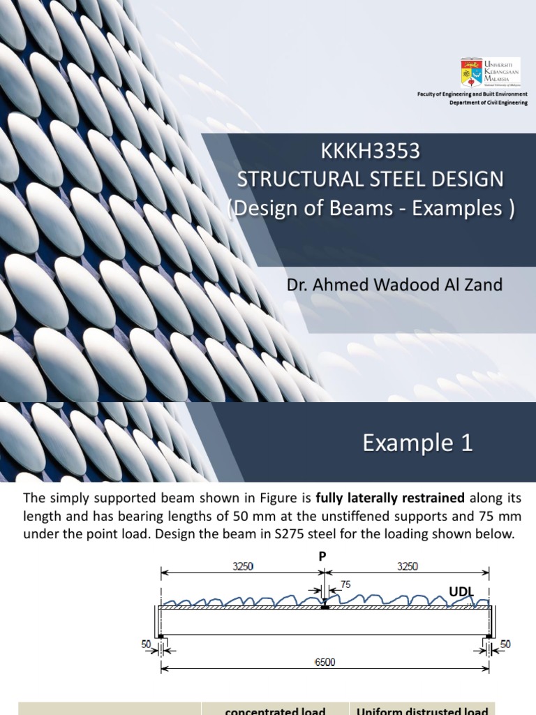 KKKH3353 Structural Steel Design Design of Beams Examples W3