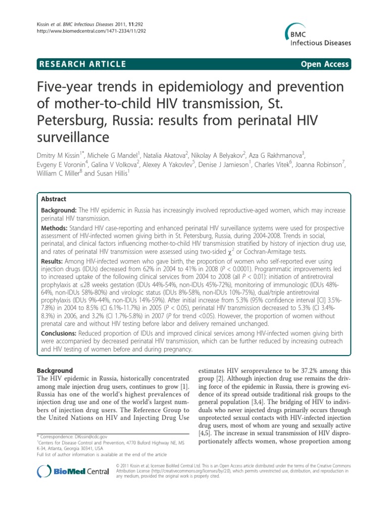 Five-Year Trends in Epidemiology and Prevention of Mother-To-Child HIV ...
