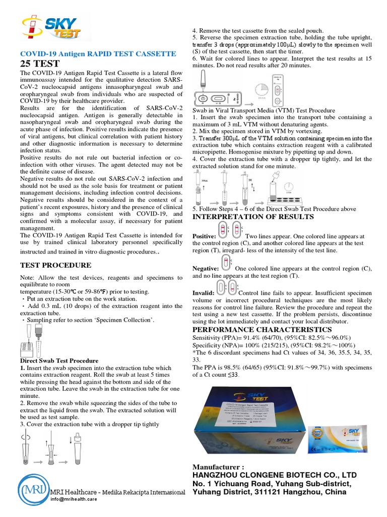 COVID-19 Antigen Rapid Test Instructions | PDF | Infection | Immunology