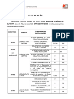 DECLARAÇÃO Disciplinas Graduação