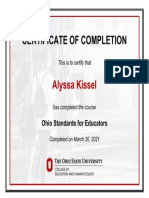 Ohio Educator Standards Certificate Alyssa Kissel