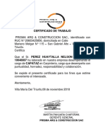 Certificado de Trabajo Nelson Perez