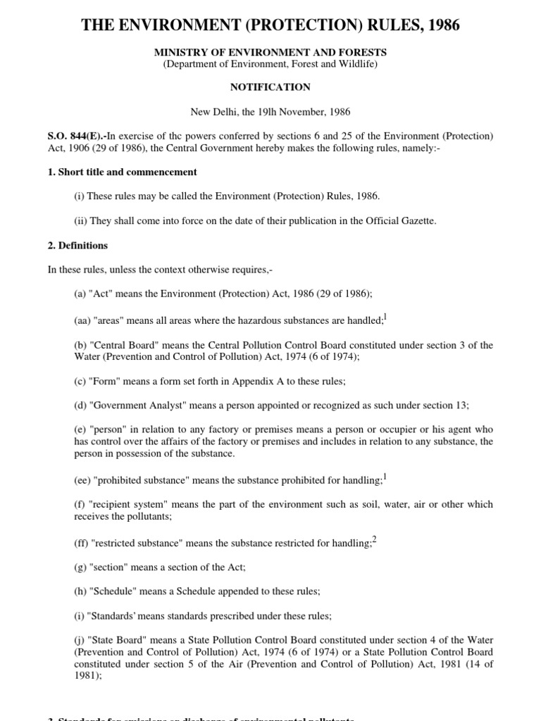 Environment Protection Rules | PDF | Finance & Money Management | Law