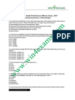 Allahabad Bank Probationary Officers Exam., 2007 General Awareness: Solved Paper