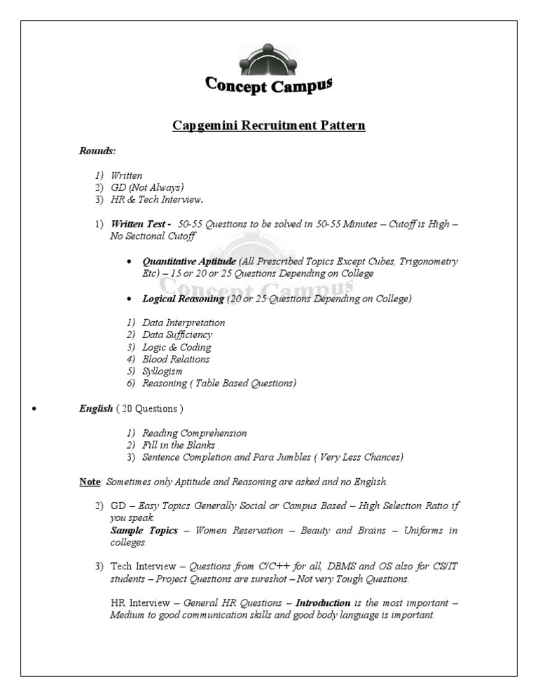 Capgemini Recruitment Process Overview | PDF