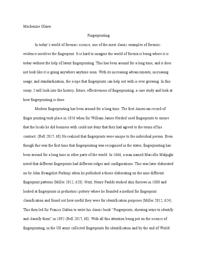 Fingerprinting Essay PDF Fingerprint Forensics