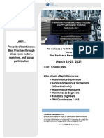 Learn Preventive Maintenance Best Practices Through Class-Room Lecture, Exercises, and Group Participation