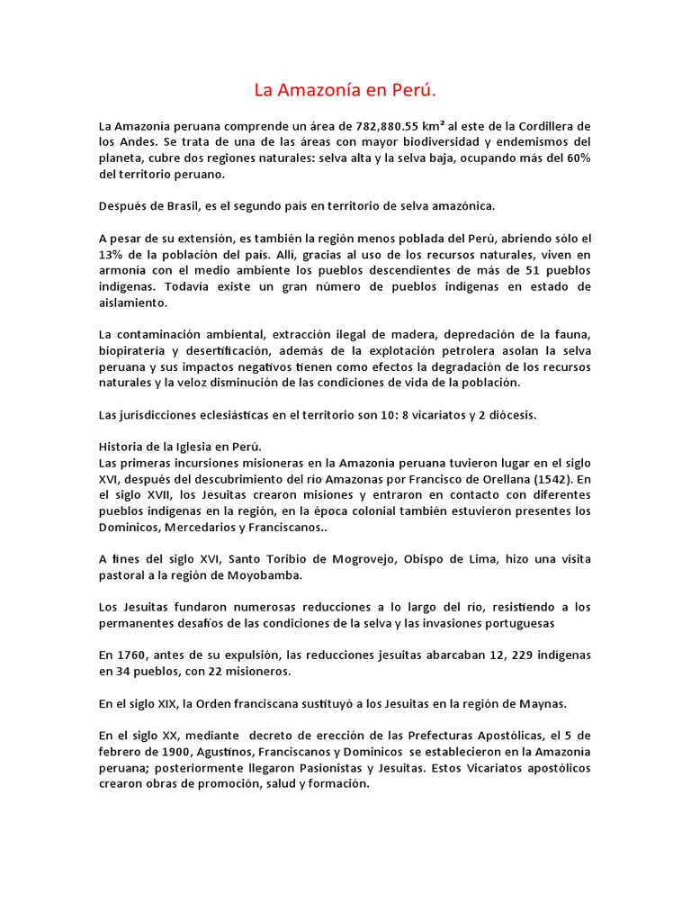 Biodiversidad y Desafíos de la Amazonía Peruana | PDF | Selva amazónica ...