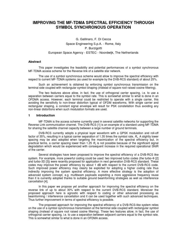 Enhancing MF-TDMA Spectral Efficiency | PDF | Orthogonal Frequency ...