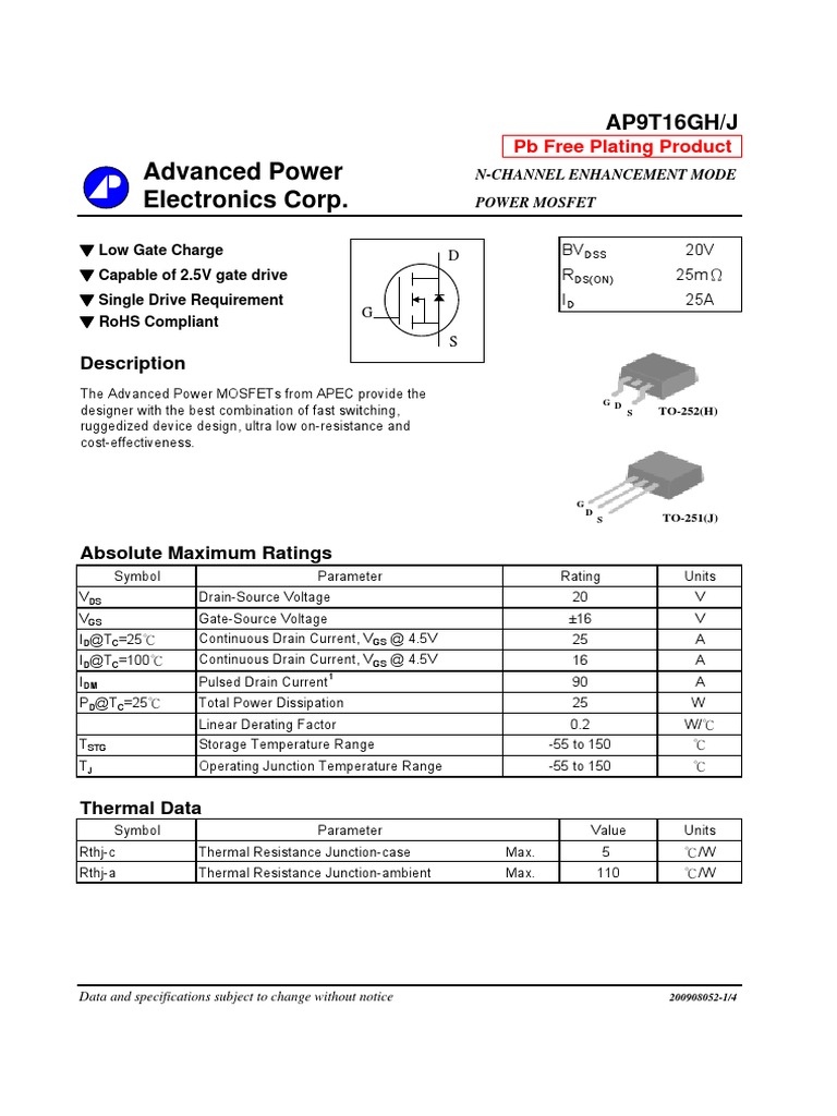 9T16GH MOSFET CANAL N SMD | PDF | Field Effect Transistor | Mosfet