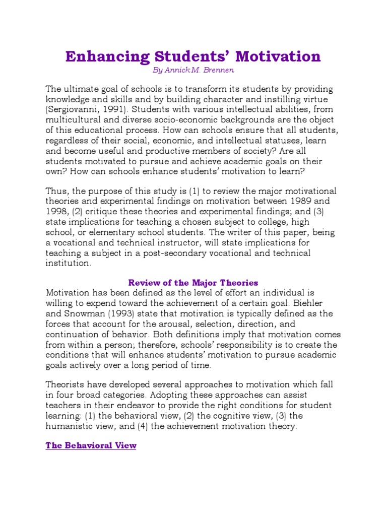 Student Motivation Theories Reviewed | PDF | Motivation | Motivational