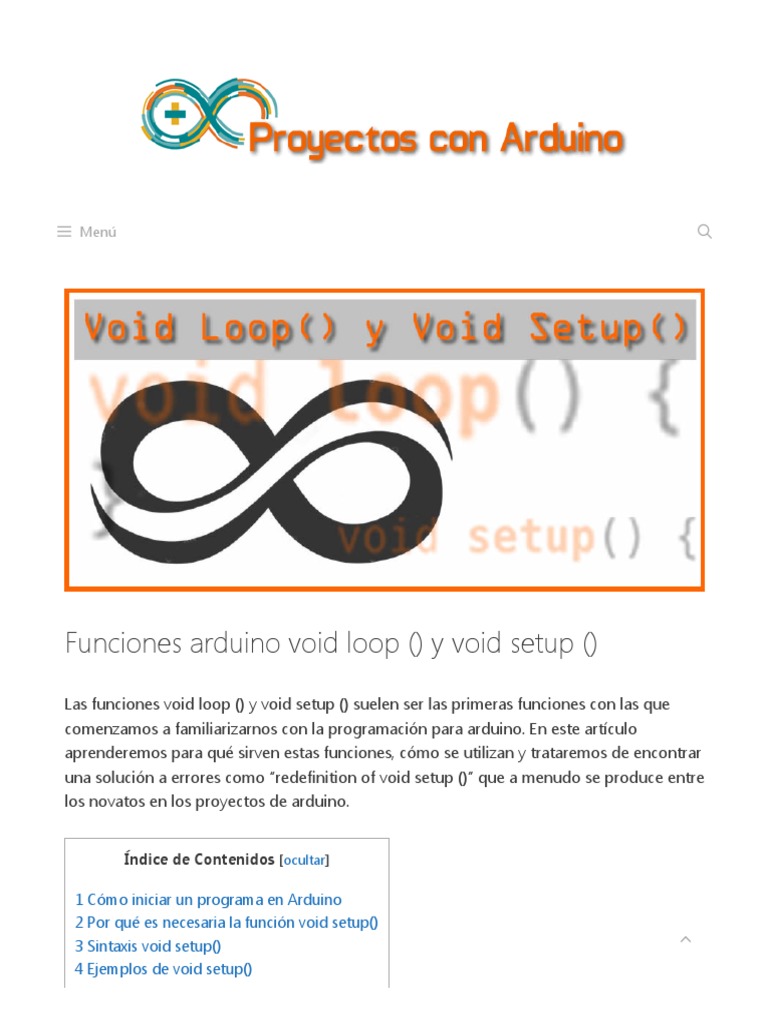 Funciones Arduino Void Loop y Void Setup - Proyectos Con Arduino | PDF ...