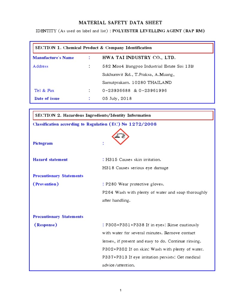 Understanding the Material Safety Data Sheet for Polyester Levelling