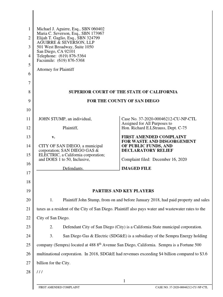 Stump v city of san diego first amended complaint pdf lawsuit