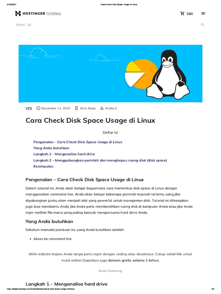 Cara Check Disk Space Usage Di Linux | PDF