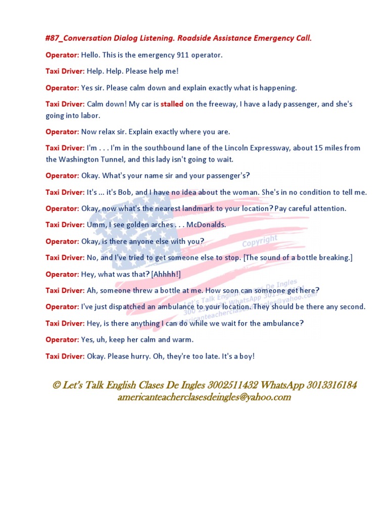 Emergency Call: Taxi Driver's Crisis | PDF