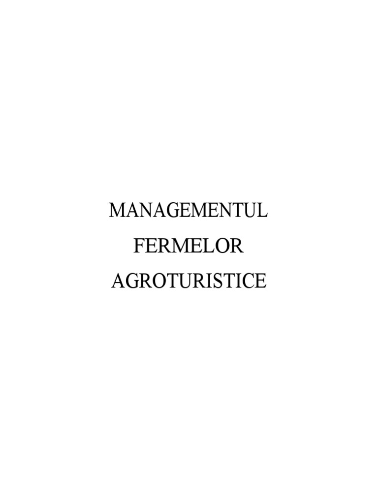 Managementul Fermelor Agroturistice | PDF