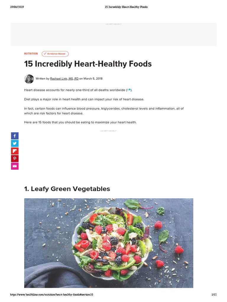 15 Incredibly HeartHealthy Foods PDF Whole Grain Cholesterol