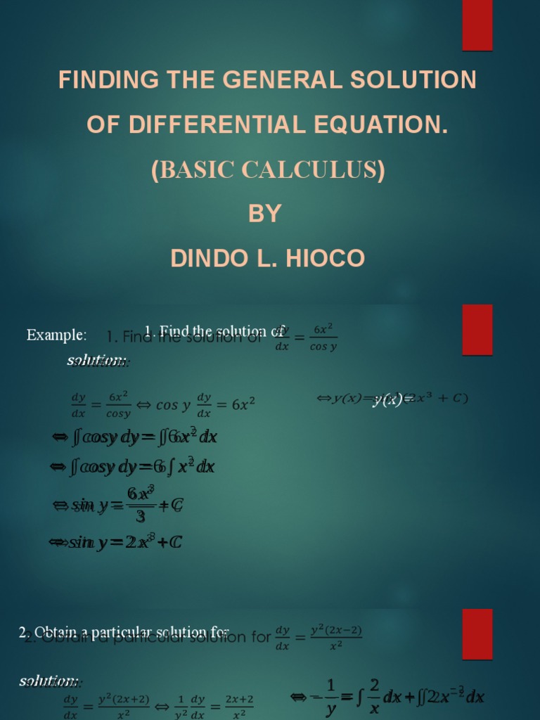 Finding The General Solution of Differential Equation | PDF