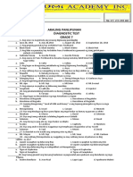 Araling Panlipunan Diagnostic Exam