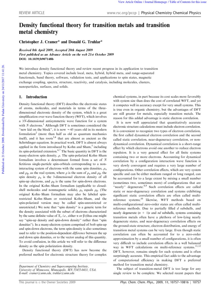 maron Density functional theory for transition metals and