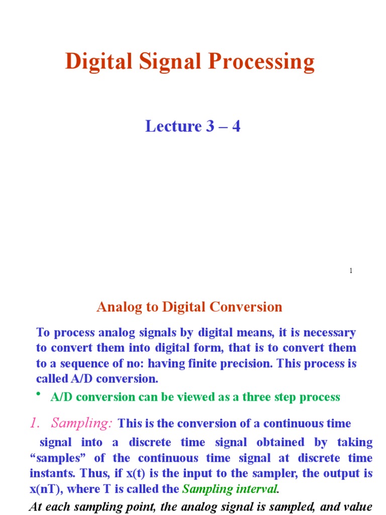 Digital Signal Processing Lecture 3 4 PDF Analog To Digital