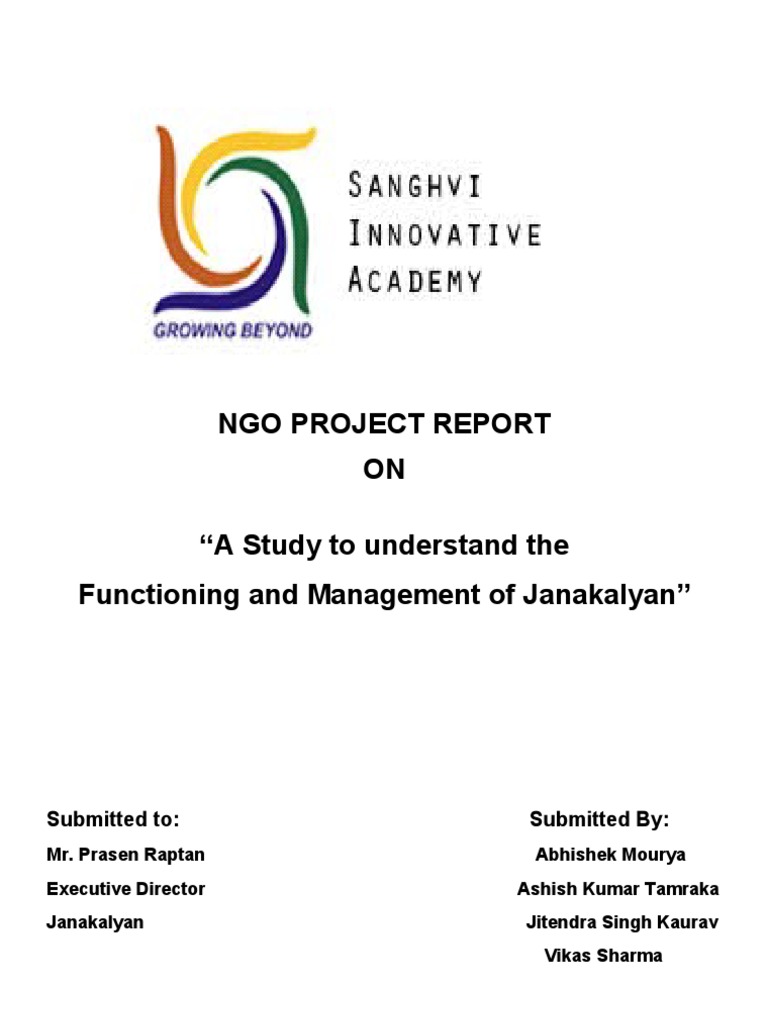 NGO Management Study Report | PDF | Entrepreneurship | Non Governmental ...