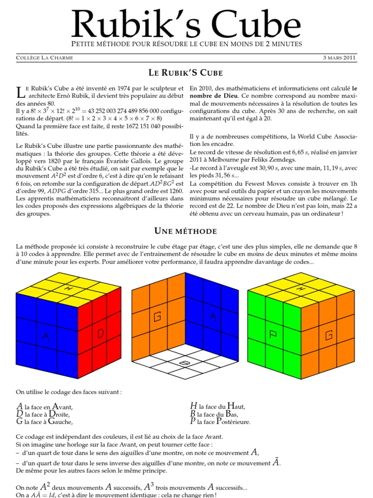 rubik s cube methode méthode rubik’s cube 3x3x3 pdf Hands Onholi