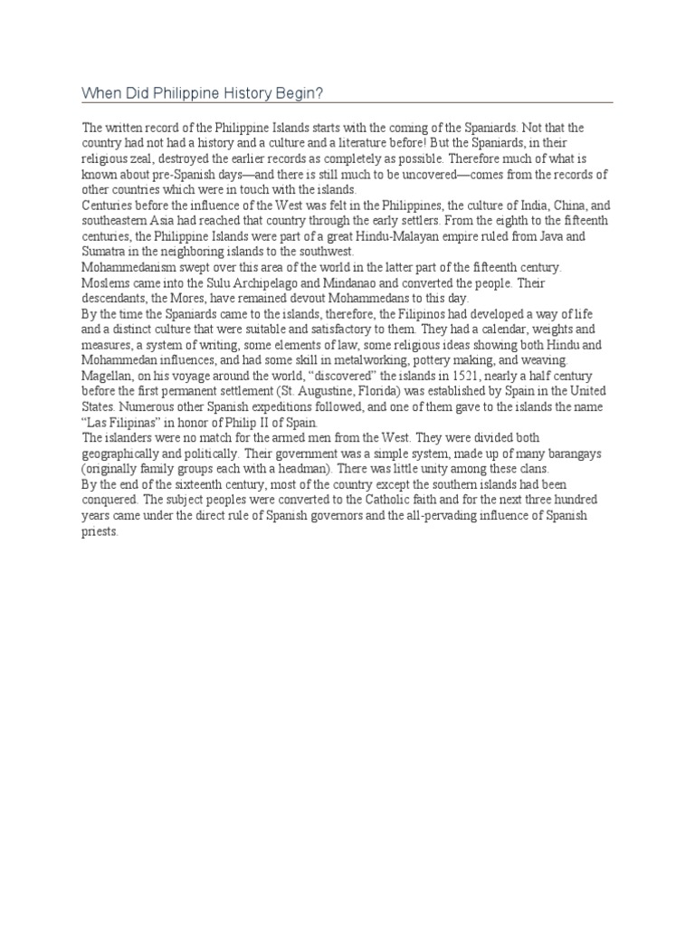 When Did Philippine History Begin